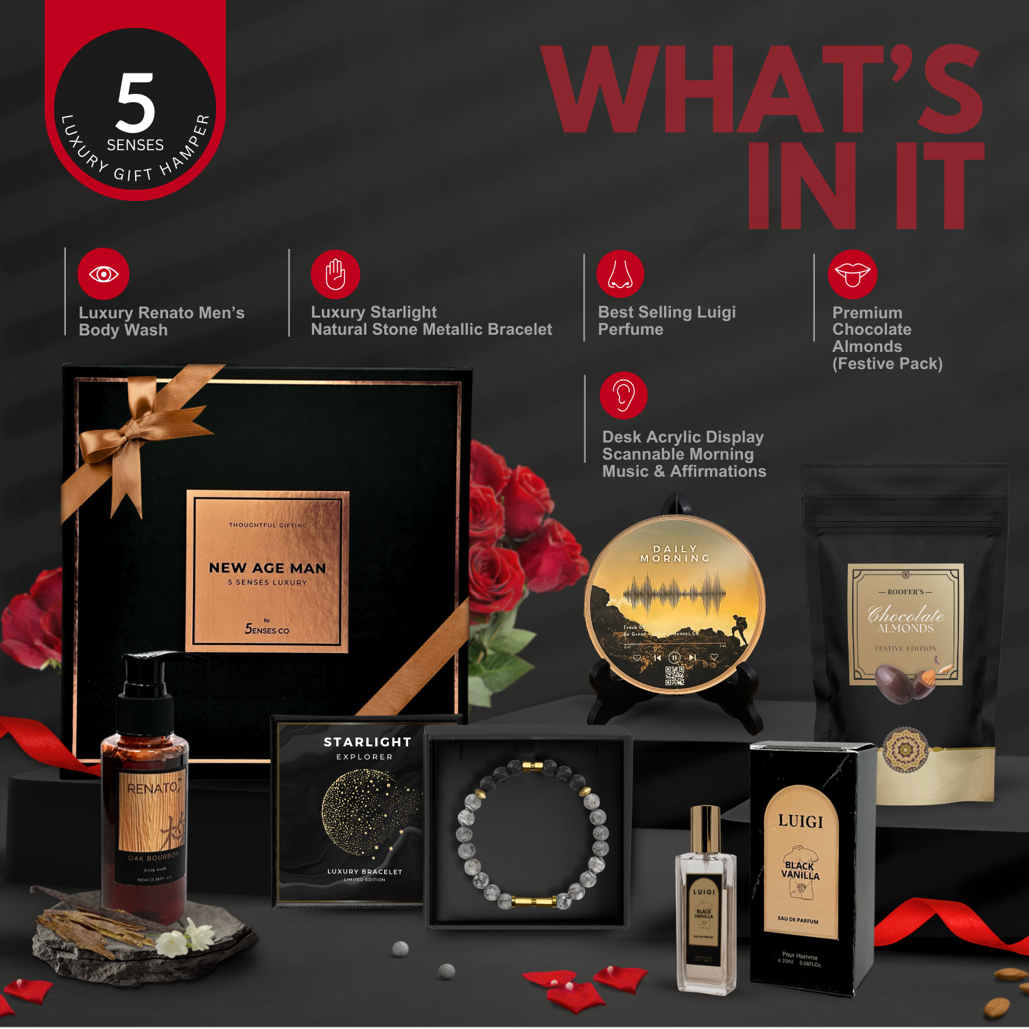 New Age Man For Valentine | Luxury 5 Senses Gift Hamper for Men