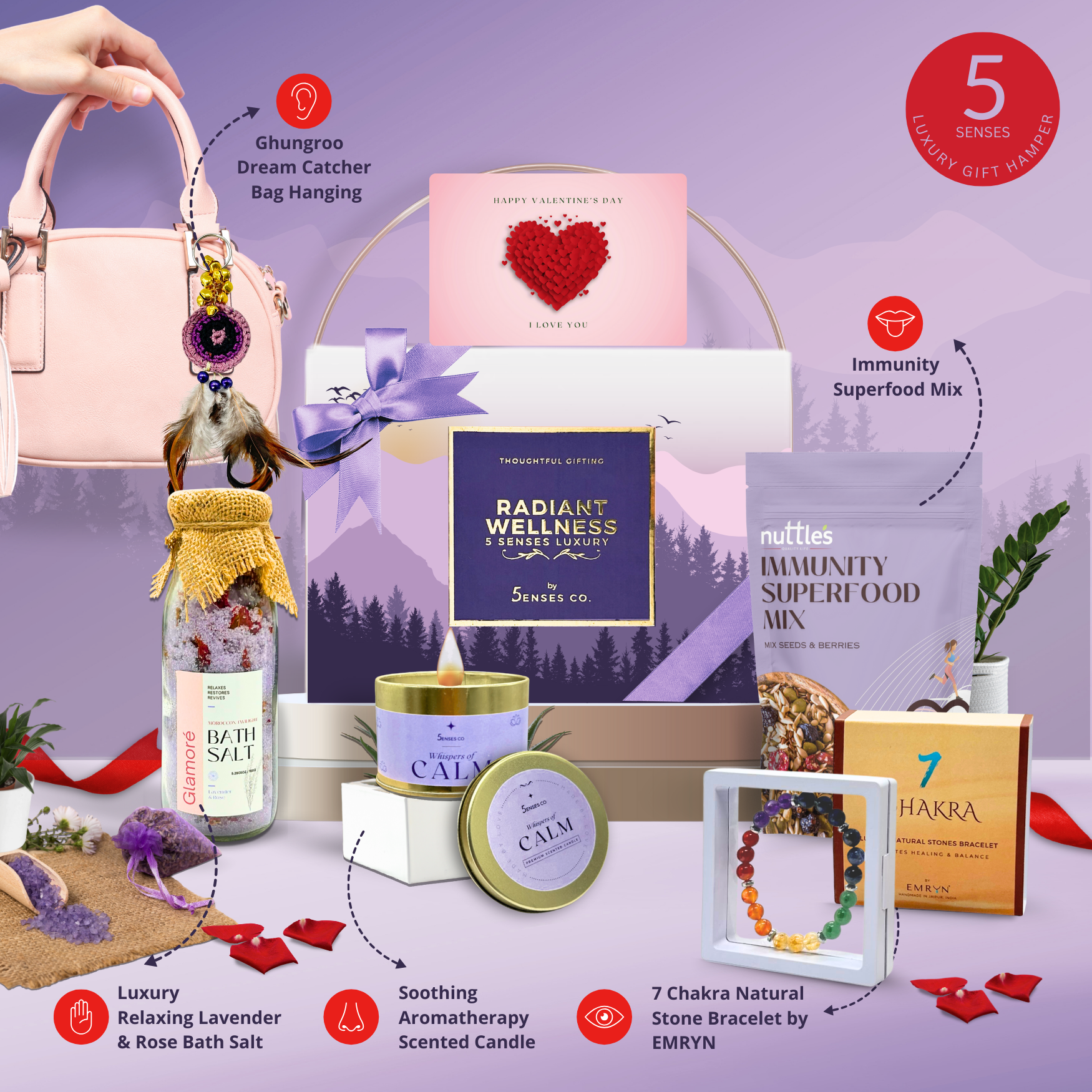 Wellness Symphony for Valentine | Luxury 5 Senes Gift Hamper for Women