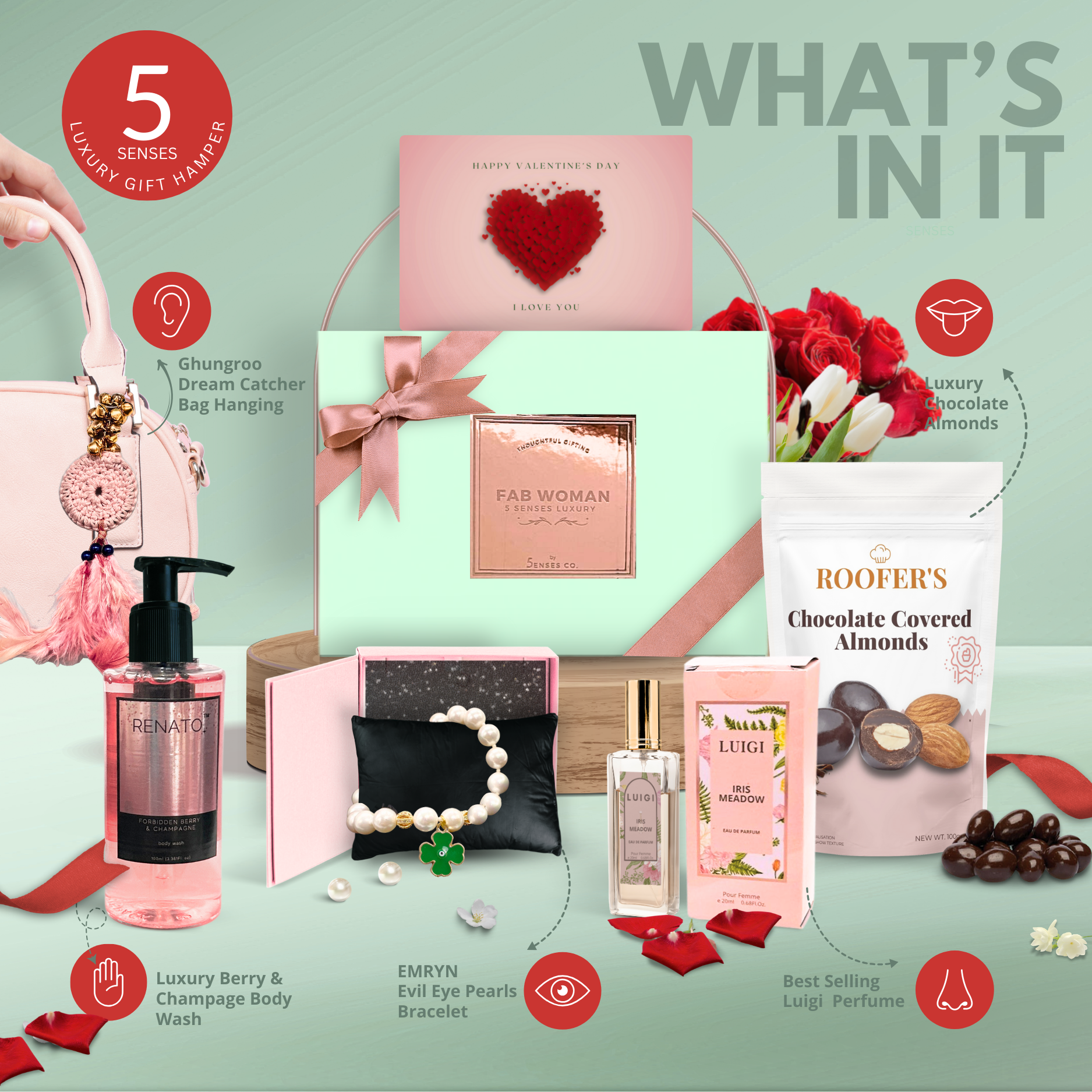 Fab Woman For Valentine | Luxury 5 Senses Gift Hamper for Women